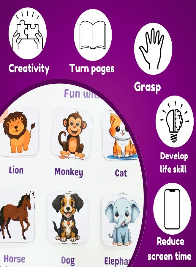 TodFod Natkhat Montessori Flip Book | 12 Categories Learning Toy for Kids 1+ Years | Shapes, Colors, Animals, Numbers | Educational Activity Binder | Preschool Learning Toy - Image 2